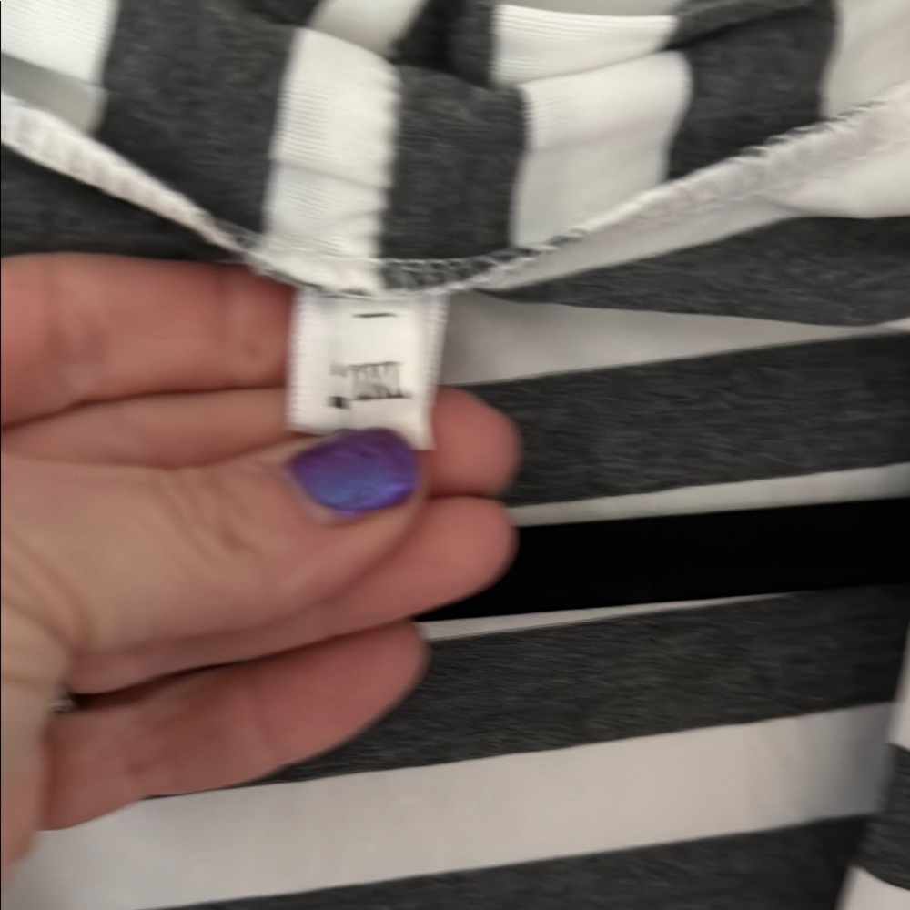 Striped Black and White Cardigan with Tan Elbow Patches - Picture 3 of 5